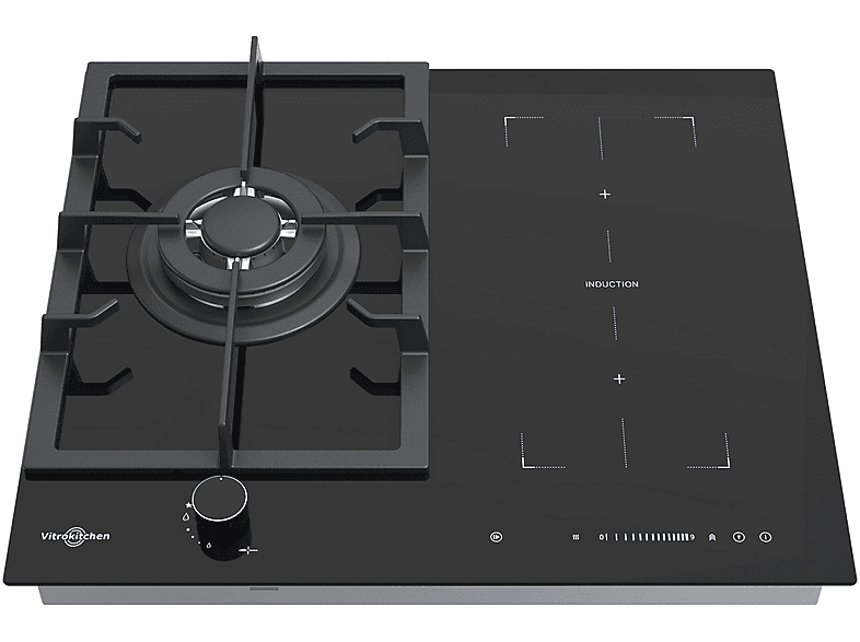 Placa de gas - VITROKITCHEN VG611NN con placa de inducción, 3 zonas, 58 cm, negro — foto 1