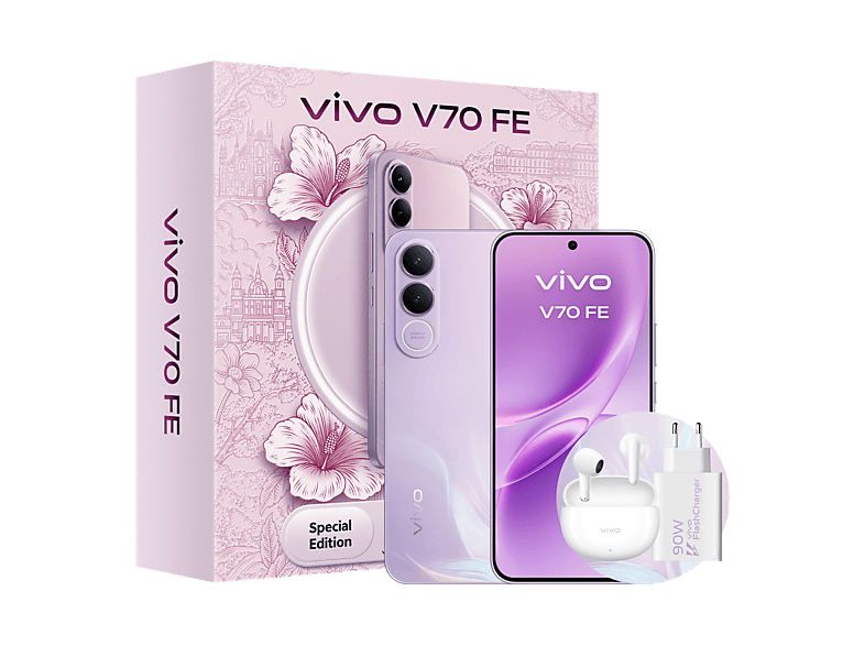 Móvil - vivo Bundle V70 FE, Muse Purple, 256GB, 8GB RAM, 6.83" AMOLED, Dimensity 7360-Turbo, 7000 mAh — foto 5