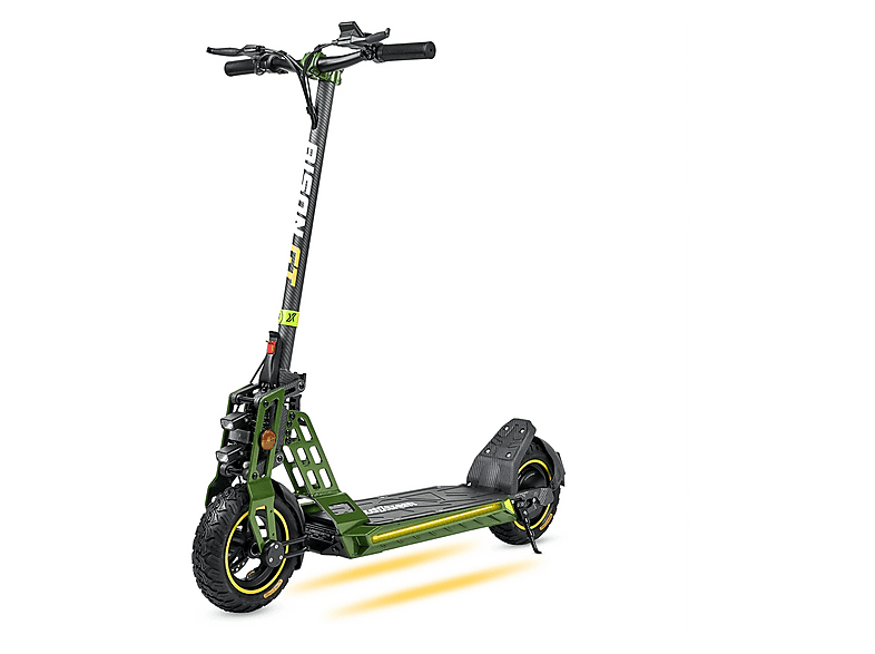 Patinete eléctrico - ECOXTREM Bison GT, Pot. máx. 800 W, Carga máx. 120 kg, 40km autonomía, 13000 mAh, Verde Oliva