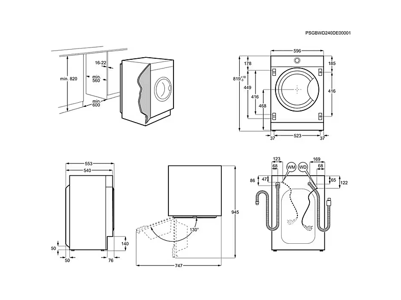 Lavadora integrable - Electrolux EN7F4842OF, 8 kg, 1400 rpm, 14 programas, Función Vapor, Sin panelar — foto 2