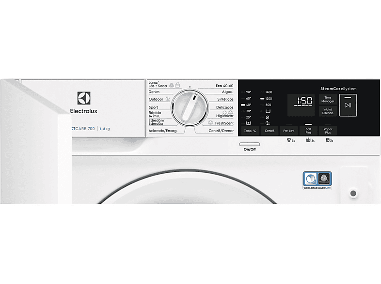 Lavadora integrable - Electrolux EN7F4842OF, 8 kg, 1400 rpm, 14 programas, Función Vapor, Sin panelar — foto 3