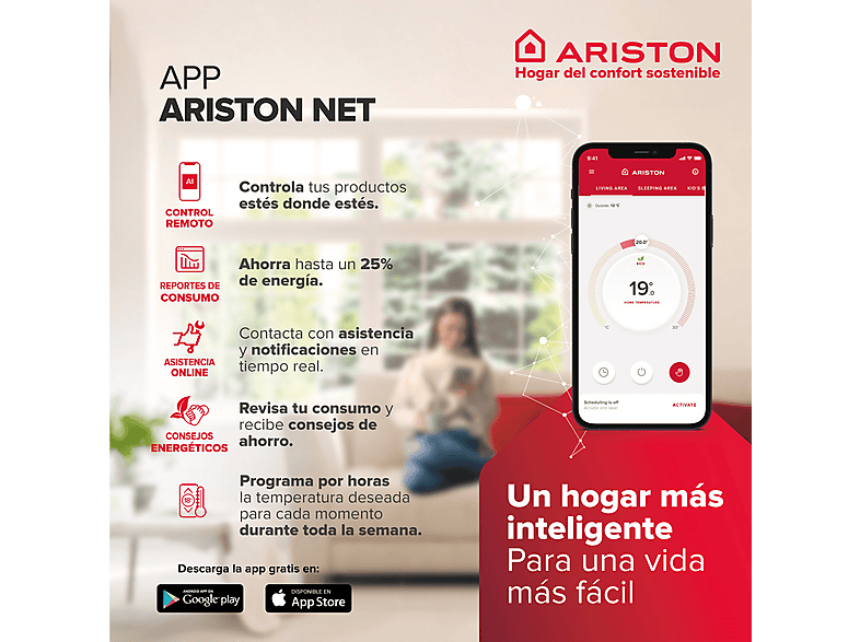 Termo Eléctrico  - VELIS TECH DRY WIFI 50 ARISTON ARISTON, 50 l, Gris — foto 9