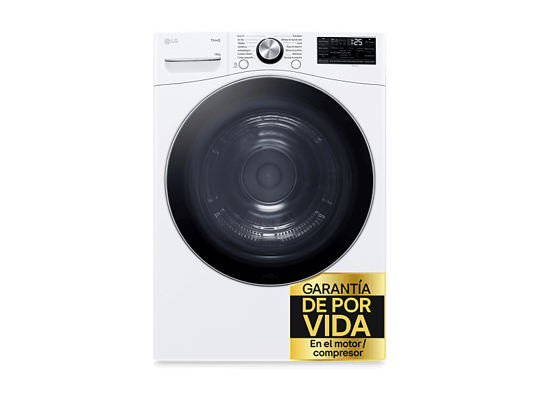Secadora bomba de calor - LG RH18U8AVCW, 18 kg, 15 programas, 6 Motion™, Eco Hybrid™, Blanco — foto 1