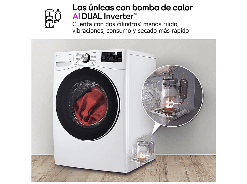 Secadora bomba de calor - LG RH18U8AVCW, 18 kg, 15 programas, 6 Motion™, Eco Hybrid™, Blanco — foto 6