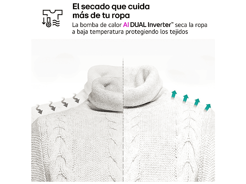 Secadora bomba de calor - LG RH18U8AVCW, 18 kg, 15 programas, 6 Motion™, Eco Hybrid™, Blanco — foto 7