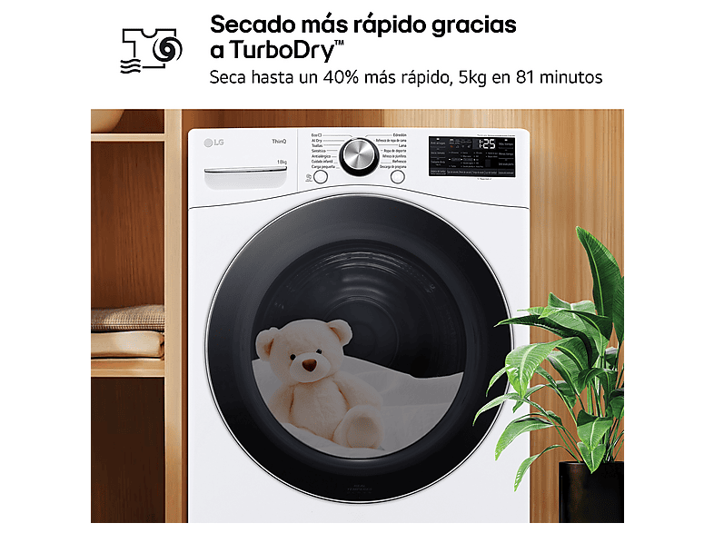 Secadora bomba de calor - LG RH18U8AVCW, 18 kg, 15 programas, 6 Motion™, Eco Hybrid™, Blanco — foto 9