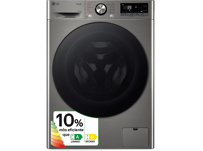 Lavadora secadora - LG F4DR7009AGS, Serie 700, 9 kg/6 kg, 1400 rpm, 14 programas, Inox antihuellas — foto 1
