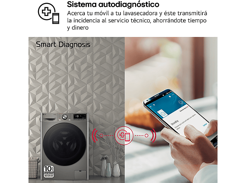 Lavadora secadora - LG F4DR7009AGS, Serie 700, 9 kg/6 kg, 1400 rpm, 14 programas, Inox antihuellas — foto 8