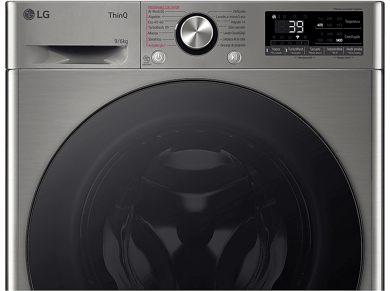 Lavadora secadora - LG F4DR7009AGS, Serie 700, 9 kg/6 kg, 1400 rpm, 14 programas, Inox antihuellas — foto 11