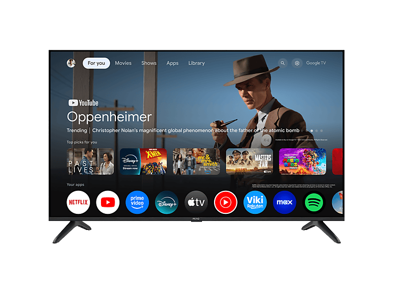 TV QLED 43" - PEAQ PTV 43GQU-5025T, UHD 4K, Smart TV, DVB-T2, Google TV, HDR10, Dolby Vision, Dolby Atmos, Triple Tuner, Negro