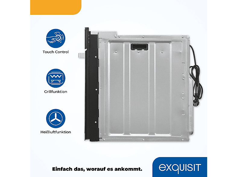 Horno multifunción - EXQUISIT EBE 76-7-H-020, Integrable, Ninguno, 76 l, 59,5 cm, Inox + Negro — foto 3