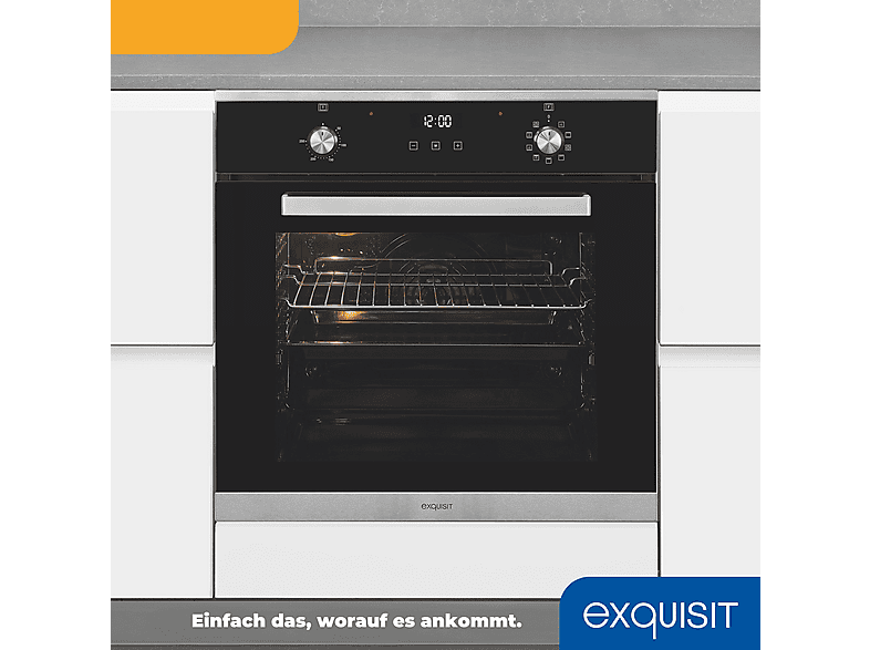 Horno multifunción - EXQUISIT EBE 76-7-H-020, Integrable, Ninguno, 76 l, 59,5 cm, Inox + Negro — foto 5