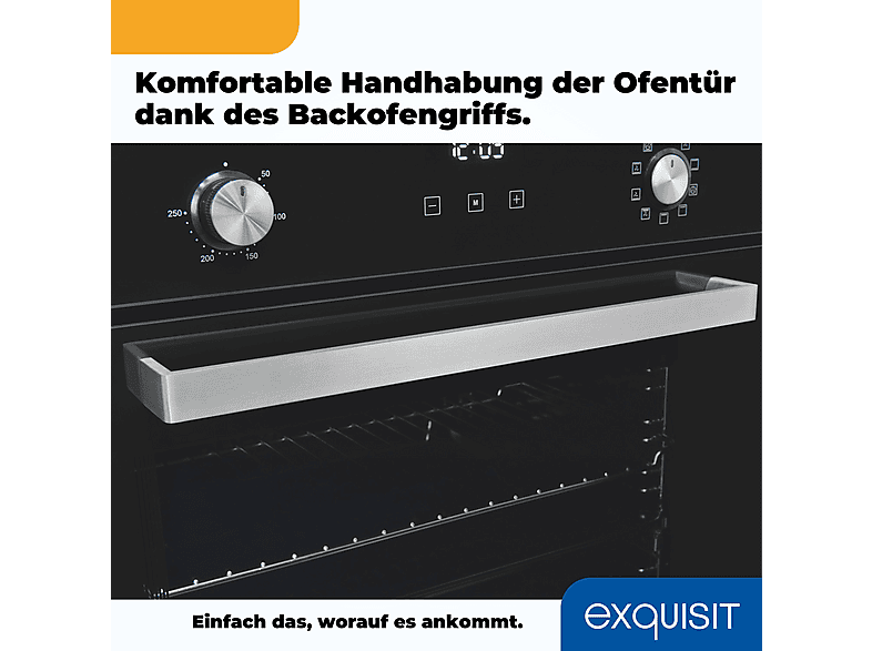 Horno multifunción - EXQUISIT EBE 76-7-H-020, Integrable, Ninguno, 76 l, 59,5 cm, Inox + Negro — foto 8