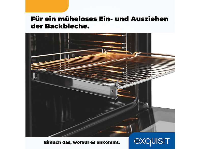 Horno multifunción - EXQUISIT EBE 76-7-H-020, Integrable, Ninguno, 76 l, 59,5 cm, Inox + Negro — foto 9