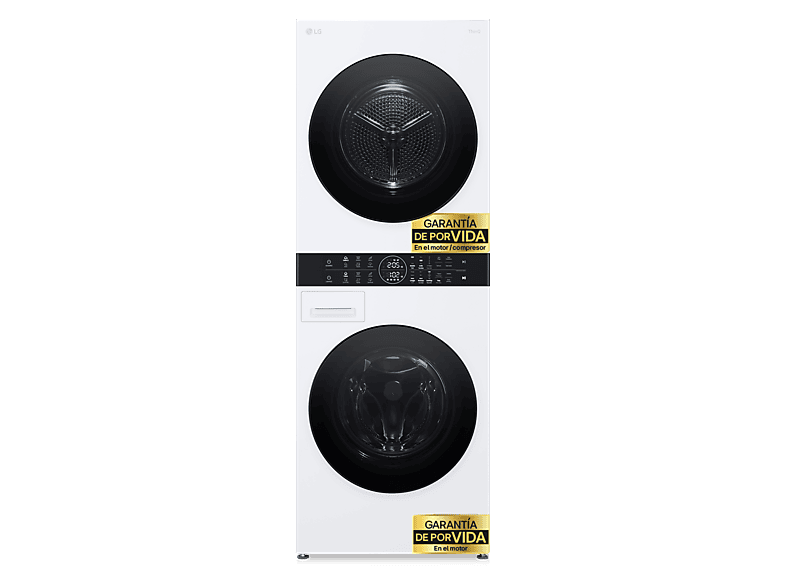 Lavadora secadora - LG WT1210WWF, Torre de lavado 12/10 kg, TurboWash™, Smart Pairing™, Blanco