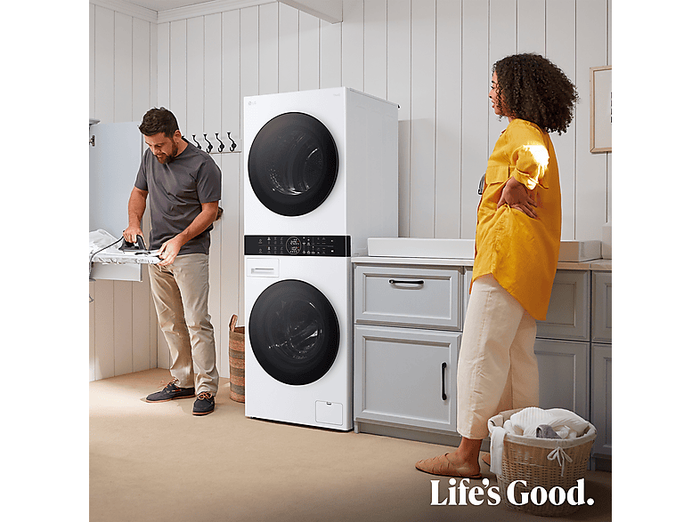 Lavadora secadora - LG WT1210WWF, Torre de lavado 12/10 kg, TurboWash™, Smart Pairing™, Blanco — foto 13