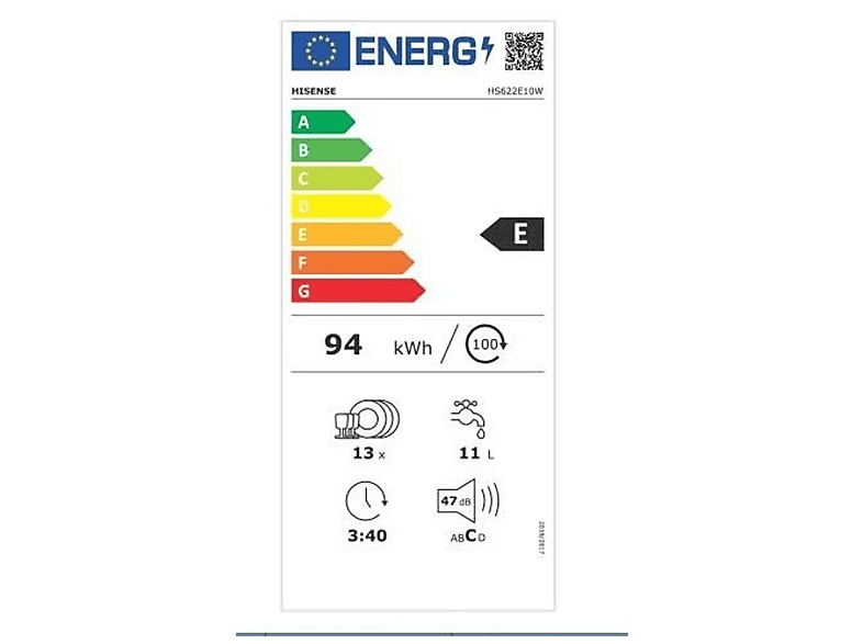 Lavavajillas libre instalación 60 cm - HISENSE HS622E10W, 13 servicios, 7 programas, 598 mm, Blanco — foto 5