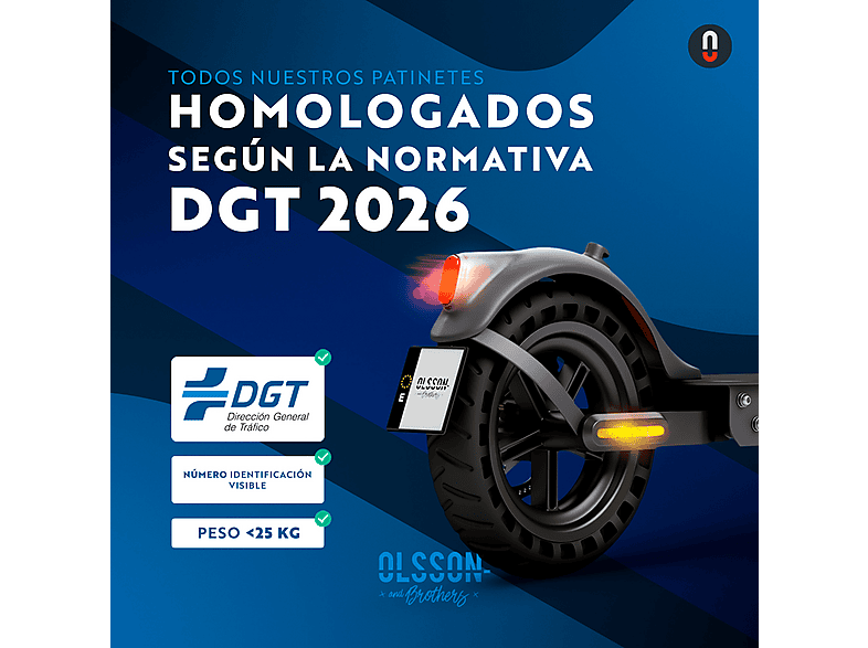 Patinete eléctrico - OLSSON MAMBA LITE homologado DGT 35km autonomía, Pot. máx. 850 W, Carga máx. 120 kg, hasta 35 km autonomía, 10000 mAh, Negro - Verde — foto 7