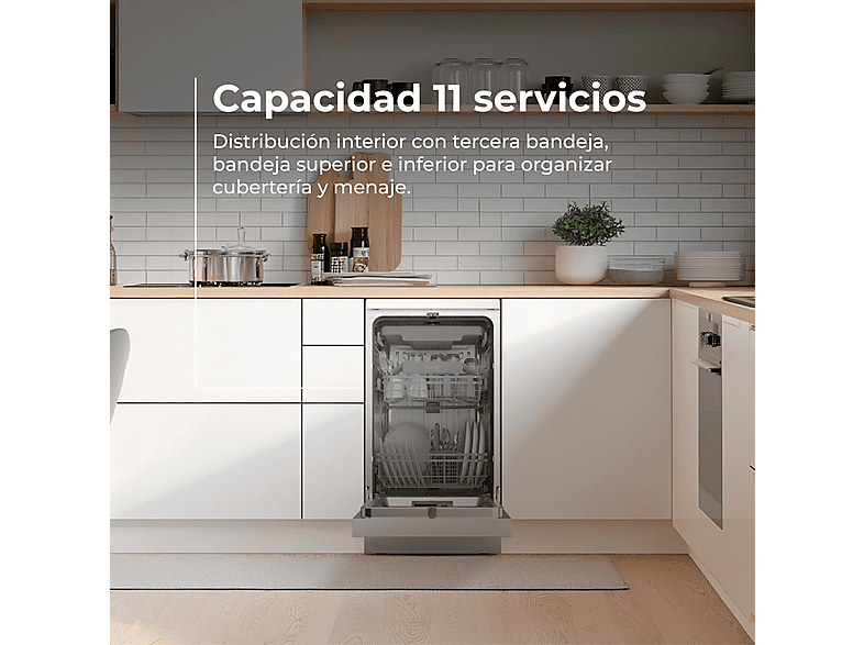 Lavavajillas libre instalación 45 cm - EVVO D3Y Slim, 6 programas, 450 mm, Inox — foto 2