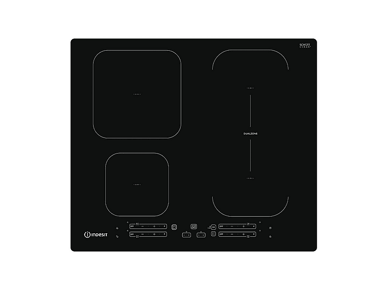 Placa de inducción - INDESIT 869991583110, 4 zonas, 59 cm, Negro