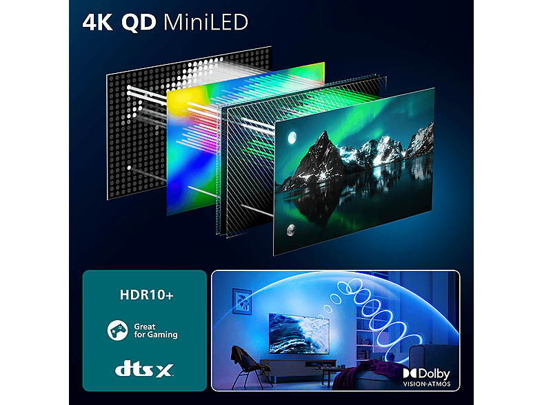 TV Mini LED 75" - Philips Ambilight TV 75MLED920 4K QD MiniLED 189cm 75" Smart TV Dolby Vision y Dolby Atmos Titan OS, Negro — foto 5