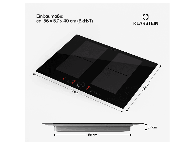 Placa de inducción - KLARSTEIN Delicatessa 70 Flex, 4 zonas, 72 cm, Negro — foto 8