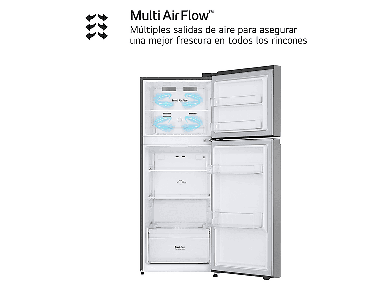 Frigorífico dos puertas - LG GTBV22PYNJ, No Frost, 144.5 cm, 217 l, Multi Air Flow™, Inox Antihuellas — foto 4