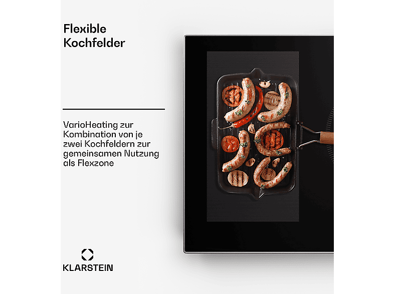 Placa de inducción - KLARSTEIN Delicatessa 90 Hybrid Prime, 5 zonas, 90 cm, Negro — foto 4