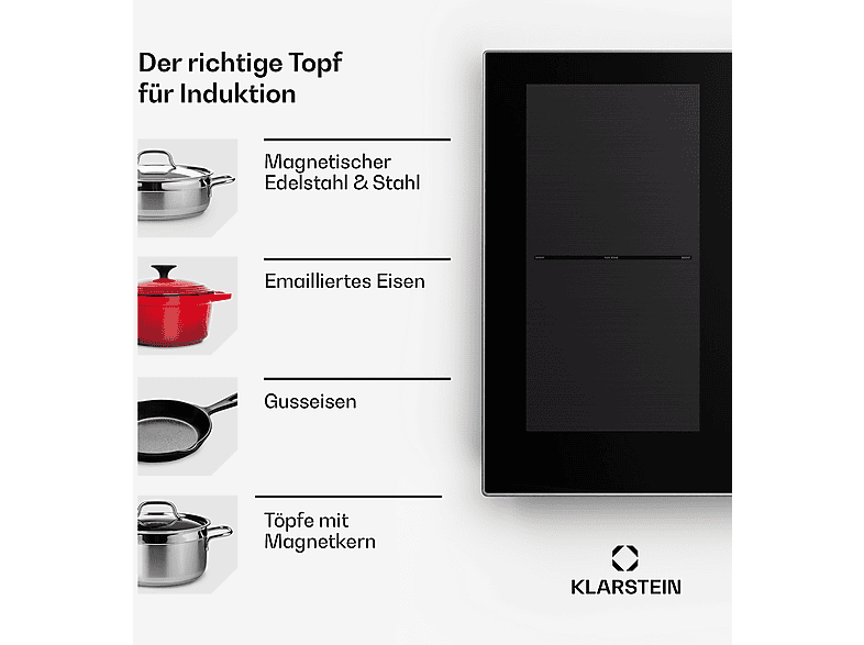 Placa de inducción - KLARSTEIN Delicatessa 90 Hybrid Prime, 5 zonas, 90 cm, Negro — foto 7