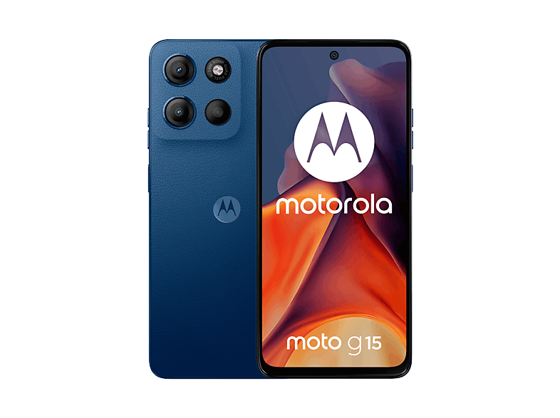 Móvil - Motorola Moto g15, Navy Peony, 512 GB, 8 GB RAM, 6.72" LCD, MediaTek Helio G81, Full HD+, Cuero Vegano, 5200 mAh