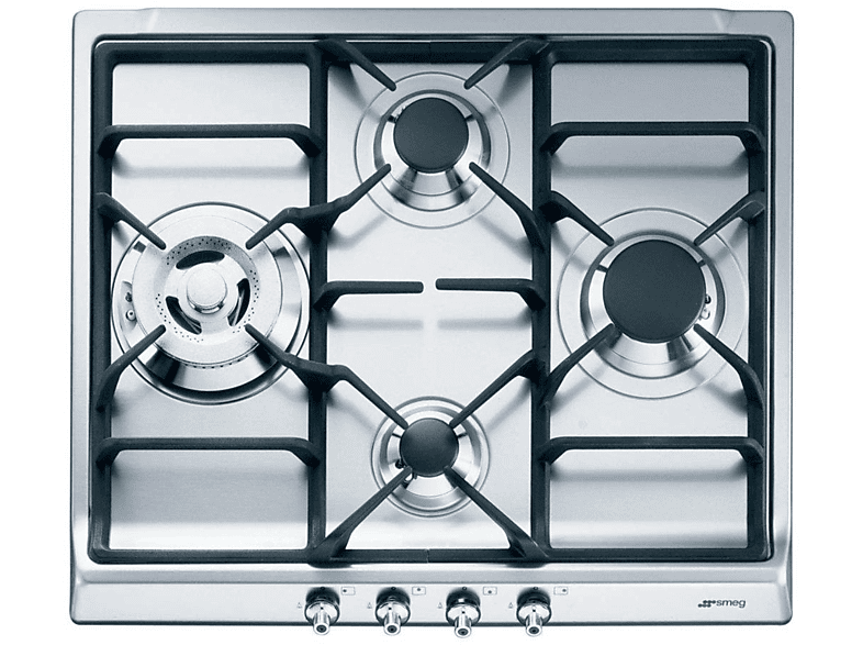Placa de gas - Smeg Ser60Sgh3, 4 zonas, Gas Natural, 60 cm, Inox
