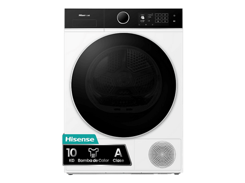 Secadora bomba de calor - Hisense DH5I104BWAB, 10 Kg, 18 programas, iFit, WiFI, Estante flexible, Blanco