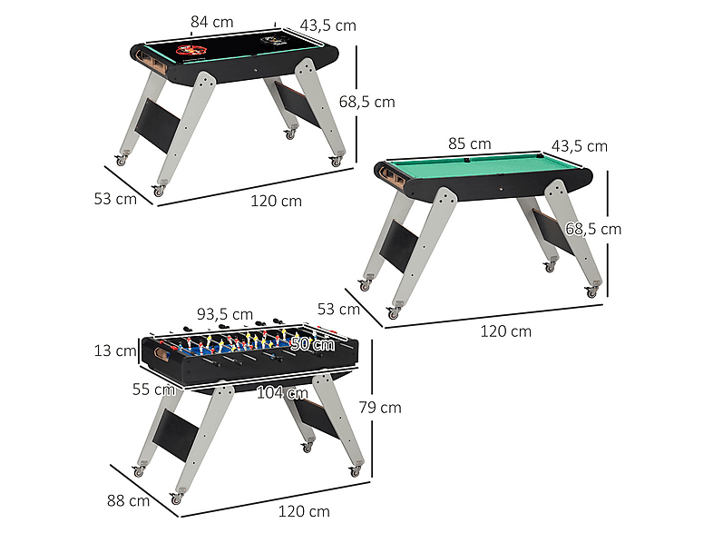 Mesa multijuegos - HOMCOM A70-065V00MX, a partir de 7 año(s), Negro — foto 3