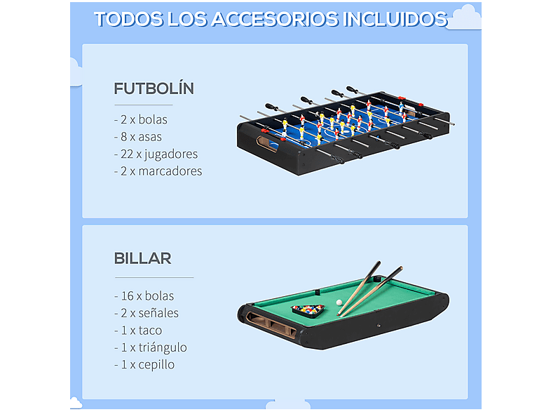 Mesa multijuegos - HOMCOM A70-065V00MX, a partir de 7 año(s), Negro — foto 6