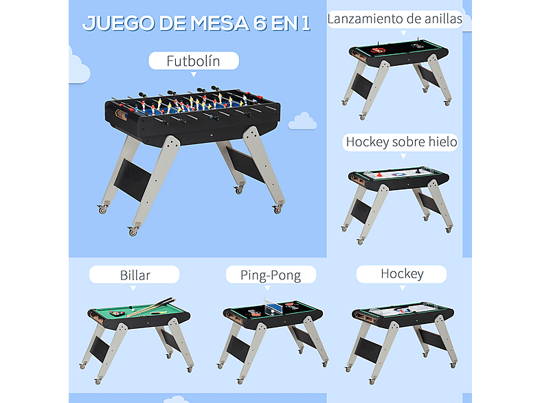 Mesa multijuegos - HOMCOM A70-065V00MX, a partir de 7 año(s), Negro — foto 7