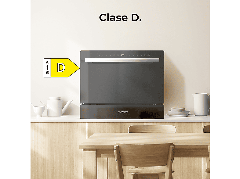 Lavavajillas compacto - CECOTEC Bolero Aguazero 2400 Black Glass D, 6 servicios, 5 programas, 55 cm, Negro — foto 4