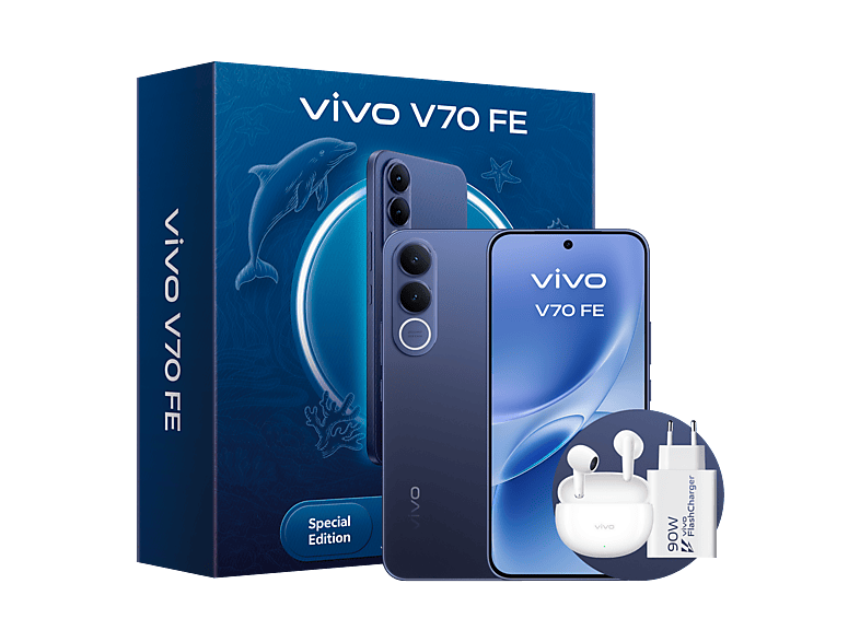 Móvil - vivo Bundle V70 FE, Ocean Blue, 256GB, 8GB RAM, 6.83" AMOLED, Dimensity 7360-Turbo, 7000 mAh — foto 5