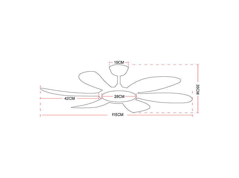 Ventilador de techo - WONDERLAMP MARY, 25 W, 5 velocidades, Blanco — foto 4