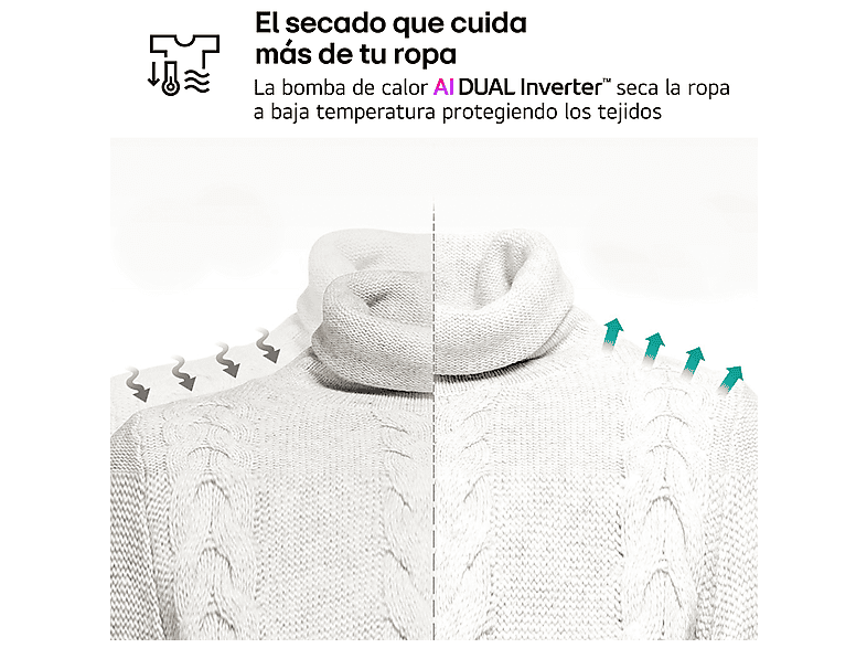 Secadora bomba de calor - LG RH90V9PV2N, Independiente, 9kg, 14 programas, Acero Inoxidable — foto 5
