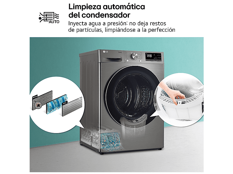 Secadora bomba de calor - LG RH90V9PV2N, Independiente, 9kg, 14 programas, Acero Inoxidable — foto 8