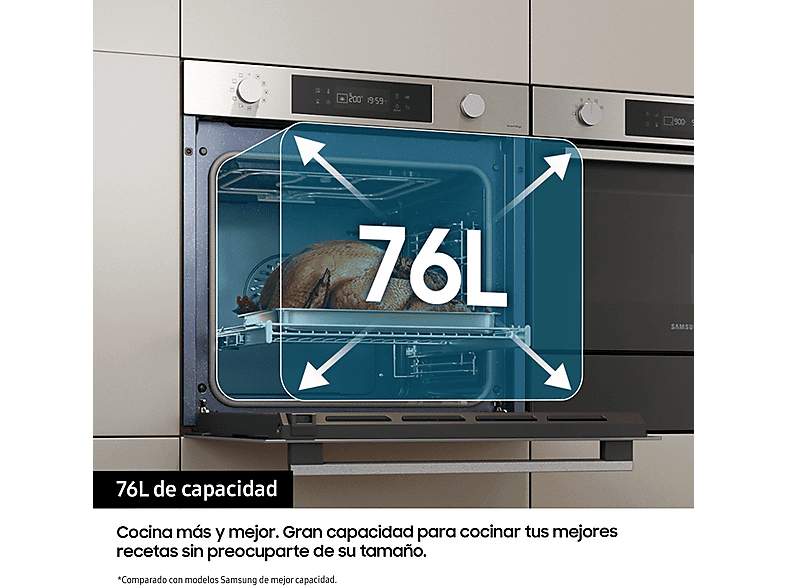 Horno - Samsung NV7B41301AS/U1, Multifunción, Pirolítico, 76l, 59.5 cm, WiFi, Inox — foto 5