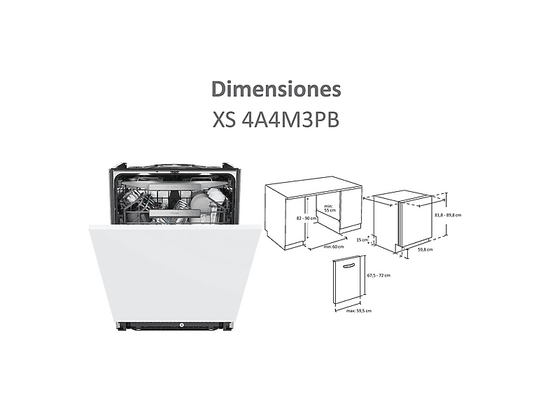 Lavavajillas integrable - Haier I-Pro Shine Series 6 XS 4A4M3PB, 14 servicios, 10 programas, 60 cm, Wi-Fi + Bluetooth, Sin panelar — foto 4