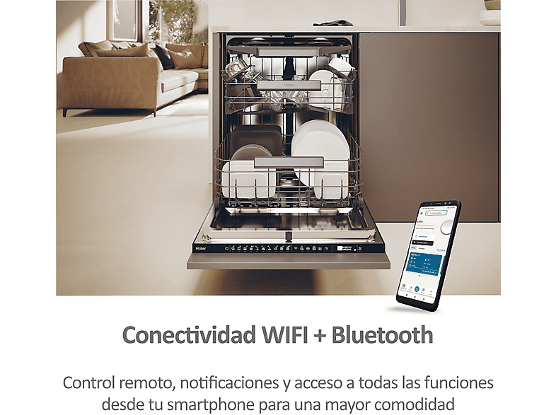 Lavavajillas integrable - Haier I-Pro Shine Series 6 XS 4A4M3PB, 14 servicios, 10 programas, 60 cm, Wi-Fi + Bluetooth, Sin panelar — foto 5