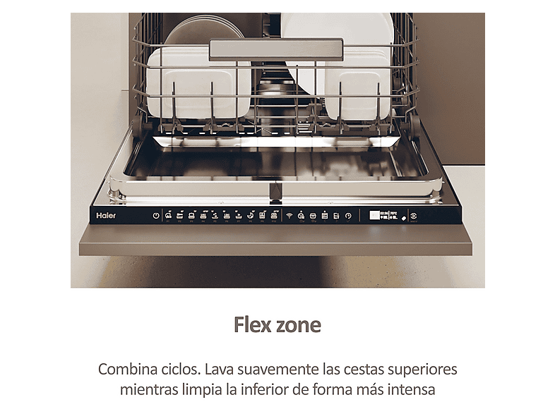 Lavavajillas integrable - Haier I-Pro Shine Series 6 XS 4A4M3PB, 14 servicios, 10 programas, 60 cm, Wi-Fi + Bluetooth, Sin panelar — foto 8