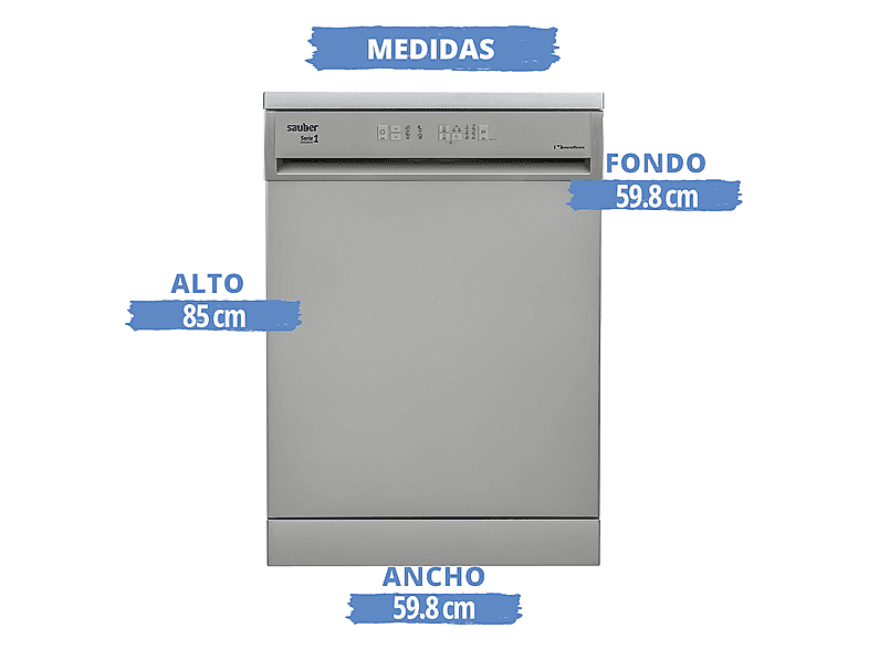Lavavajillas libre instalación 60 cm - SAUBER SERIE 1-DW6103X V, 4 programas, 59,8 cm — foto 4