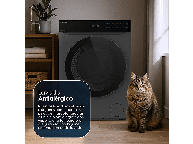 Lavadora carga frontal - HYUNDAI HL10400ADDVB, 10 kg, 14 programas, Blanco — foto 5