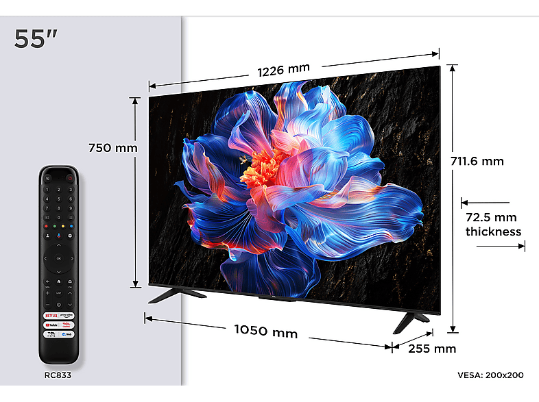 TV LED 55" - TCL 55P69K, UHD 4K, Smart TV, DVB-T2 (H.265), Bicolor — foto 9