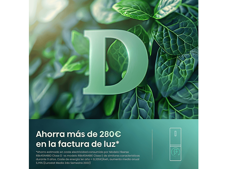 Frigorífico combi - Hisense RB645N4BID, Total No Frost, 200 cm, Ancho 70 cm, 495 l, Inverter, Multi Air Flow, Inox — foto 5