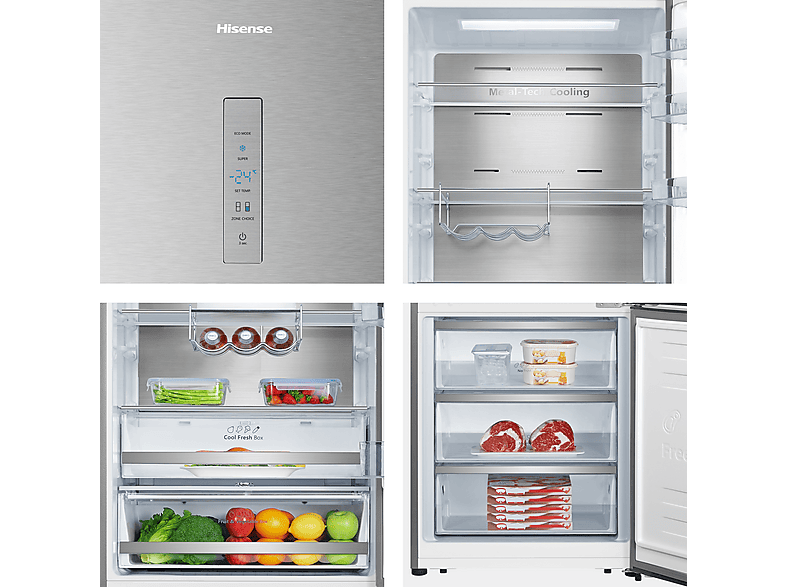 Frigorífico combi - Hisense RB645N4BID, Total No Frost, 200 cm, Ancho 70 cm, 495 l, Inverter, Multi Air Flow, Inox — foto 6