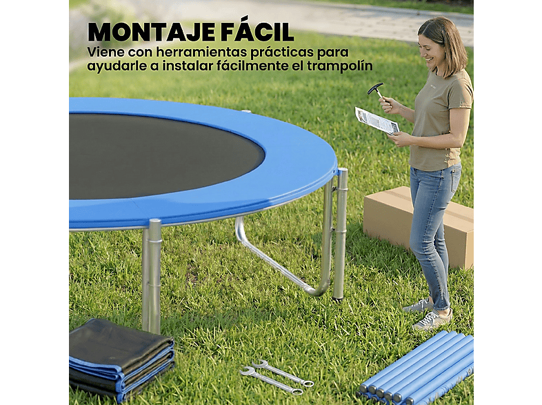 Cama Elástica Exterior - SPORTNOW A71-066V03BU, a partir de 6 año(s), Azul — foto 5